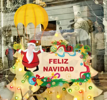 Autocolante para montras Pai Natal com texto  - TenStickers