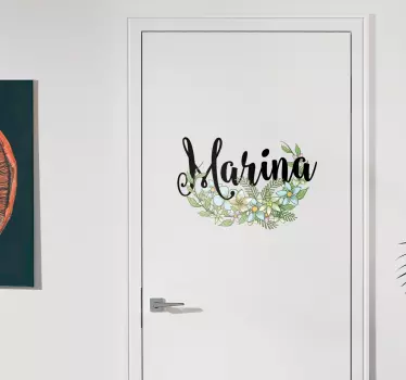 Autocolante para porta personalizado floral - TenStickers