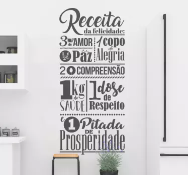 Autocolante parede receita feliz - TenStickers