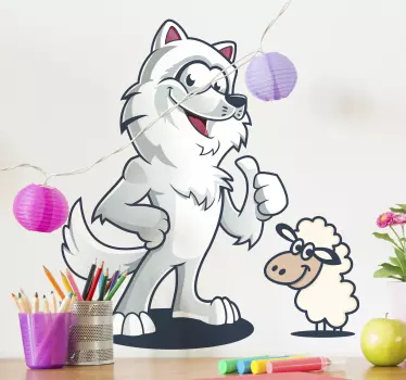 Autocolante personagem lobo alegre - TenStickers