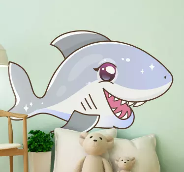 Autocolante personagem tubarão fofo - TenStickers