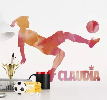 Autocolante personalizado de jogadora de futebol coral - TenStickers