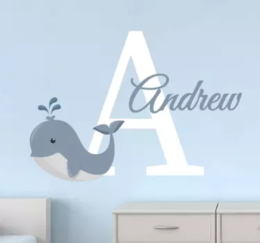 Autocolante personalizável infantil baleia - TenStickers
