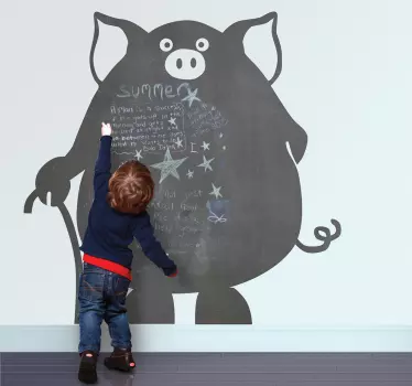 Autocolante porco em quadro preto - TenStickers