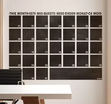 Autocolante quadro negro planejador mensal - TenStickers