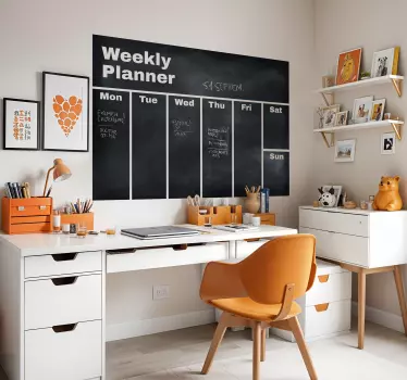 Autocolante decorativo quadro preto planejador semanal - TenStickers