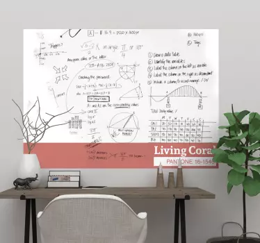 Autocolante quadros em vinil Vivendo coral whiteboard - TenStickers