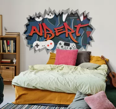 Autocolante quarto infantil graffiti de jogador - TenStickers