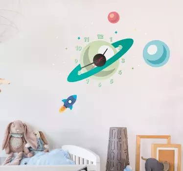 Autocolante relógio saturno - TenStickers