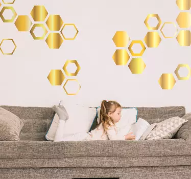 Autocolantes decorativos de figuras variadas hexagonos dourados - TenStickers