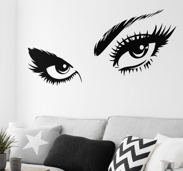 Autocolante sala de estar olhos de mulher olhando - TenStickers