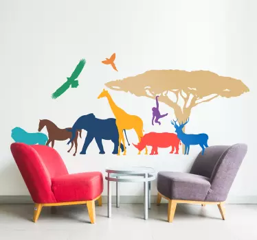 Autocolantes para quarto infantil safari de cores - TenStickers