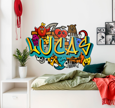 Autocolante urbano Grafite colorido com nome personalizado - TenStickers
