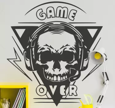 Autocolante videojogos emblema de fone caveira - TenStickers