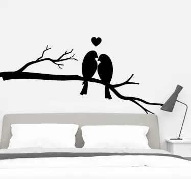 Autocolantes animais árvore de outono com pássaros se beijando - TenStickers