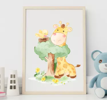 Autocolantes animais árvore em aquarela com animais fofos - TenStickers
