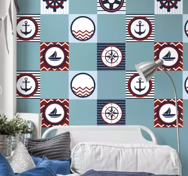 Autocolantes azulejos decorativos Elementos de marinheiros - TenStickers