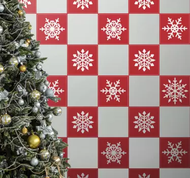 Autocolantes azulejos decorativos Flocos de neve vermelhos - TenStickers