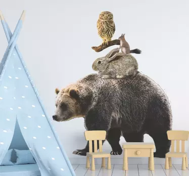 Autocolantes com animais selvagens Animais realistas com urso - TenStickers