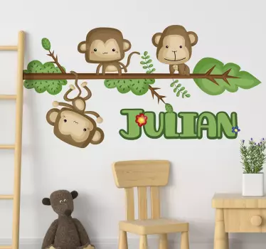 Autocolantes com animais selvagens Macacos com nome - TenStickers
