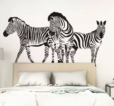 Autocolantes com animais selvagens Três zebras comendo - TenStickers