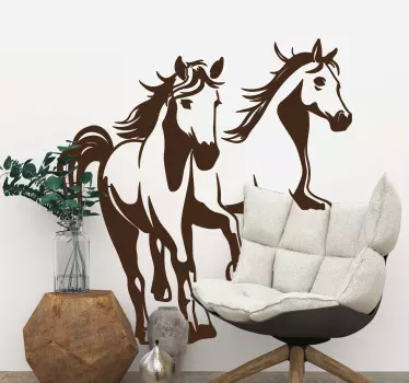 Autocolantes de animais diversos 2 cavalos correndo - TenStickers