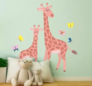Autocolantes de animais diversos Girafa-borboleta pai e filho - TenStickers