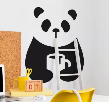 Autocolantes de animais diversos Panda tomando café - TenStickers