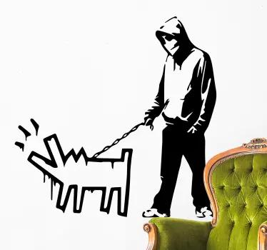 Autocolantes de arte Homem encapuzado com cão latindo - TenStickers