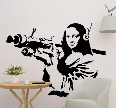 Autocolantes de arte Mona lisa com bazuca - TenStickers