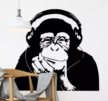 Autocolantes de arte Pensando macaco banky - TenStickers