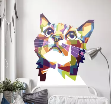 Autocolantes de arte Respingo de cor gato colorido - TenStickers