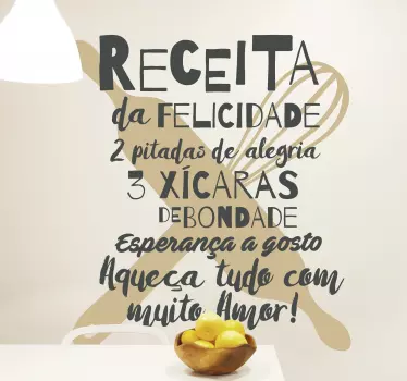 Autocolantes decorativos de casa Receita da Felicidade - TenStickers