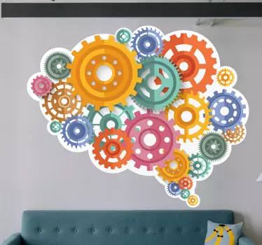 Autocolantes de ciência Engrenagens da cor do cérebro - TenStickers