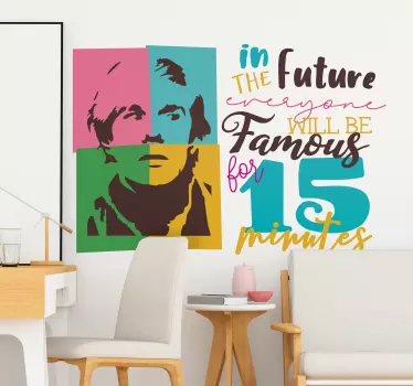 Autocolantes de citações celebres Andy warhol fama - TenStickers
