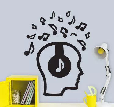 Autocolantes de DJ Cabeça cheia de música - TenStickers