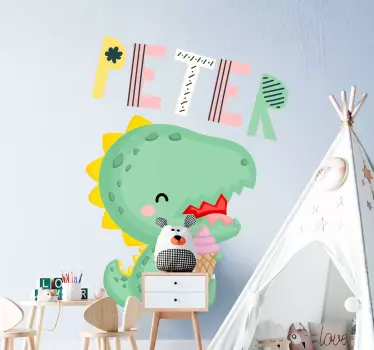 Autocolantes de dragões e dinossauros Bebê dinossauro com nome - TenStickers