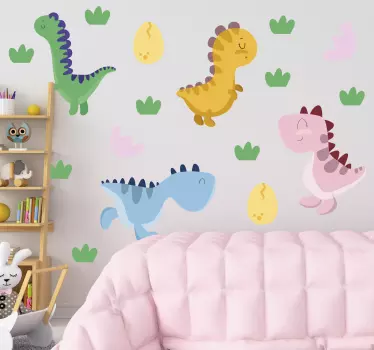 Autocolantes de dragões e dinossauros Conjunto de doodle de dinos - TenStickers