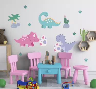 Autocolantes de dragões e dinossauros Conjunto fofo de dinossauro - TenStickers
