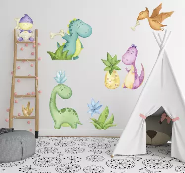 Autocolantes de dragões e dinossauros Desenho de dinossauro nórdi - TenStickers