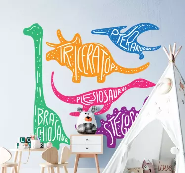 Autocolantes de dragões e dinossauros Dinossauro com sua espécie - TenStickers