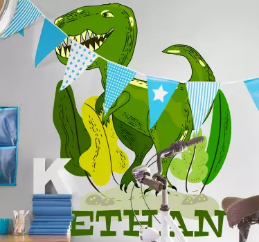 Autocolantes de dragões e dinossauros Dinossauro e plantas person - TenStickers