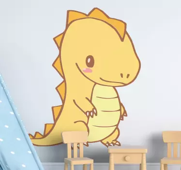 Autocolantes de dragões e dinossauros Dinossauro laranja fofo sor - TenStickers