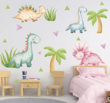 Autocolantes de dragões e dinossauros Dinossauros répteis fofos - TenStickers