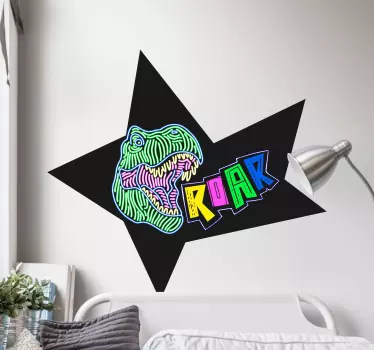 Autocolantes de dragões e dinossauros Rugido de dinossauro neon - TenStickers