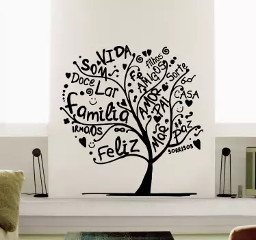 Autocolantes de flores e plantas árvore feita de palavras - TenStickers