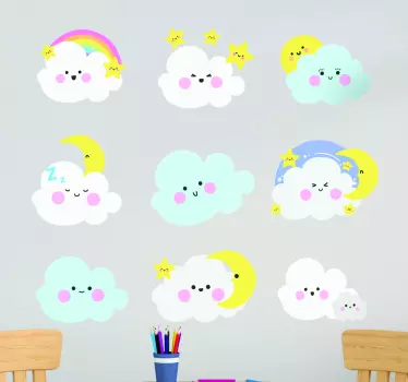 Autocolantes de ilustrações Nuvens brancas e azuis - TenStickers