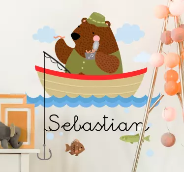 Autocolantes personalizáveis urso pescador - TenStickers