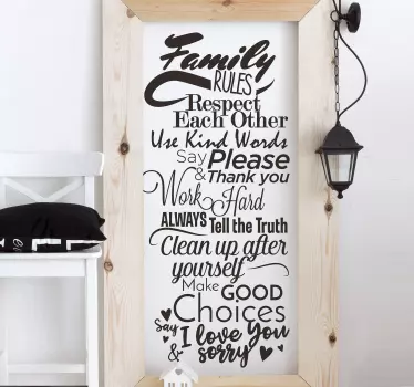 Autocolantes para sala de jantar regras da casa ingles - TenStickers