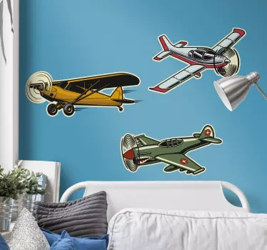Vinil objeto Conjunto de aeronaves vintage - TenStickers